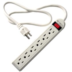 2.5ft Extension Cord w/ 6 Outlet Power Strip White